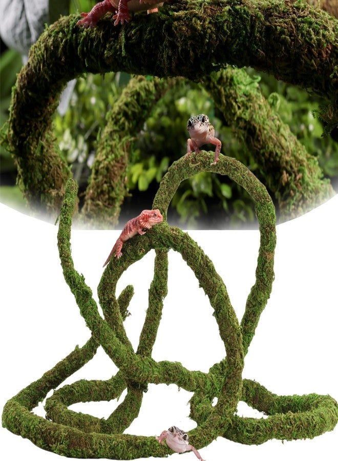 USMOLA Moss Vine for Reptiles, Bendable Climbing Vines Reptile Tank Accessories, Natural Moss Rope for Leopard Gecko, Lizard, Snake, Chameleon, Frog Terrarium Decor (Jungle Green, 9.8 FT) - Image 1
